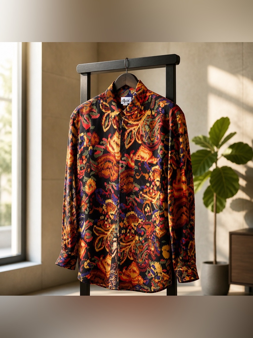 Punch Large Button Down Retro Bohemian Style Rayon Print Shirt 5/$25